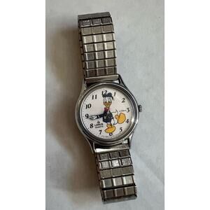 Vintage Lorus Disney Donald Duck Watch Silver Case Expansion Band